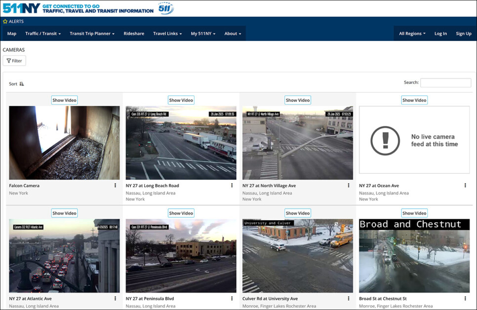 Sites como 511ny.org oferecem acesso a muitas câmeras de vigilância na área de NYC. Fonte: https://511ny.or